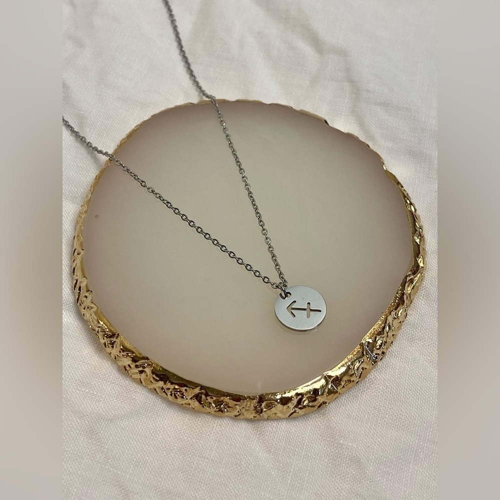 SAGITTARIUS Coin Necklace‎ | Dainty SILVER Zodiac Pendant Chain